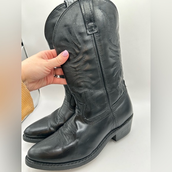 Laredo Boots 4240 Paris Lea Vamp Fox & Front Shaft Cowboy Black Leather Sz 9 - Picture 6 of 13